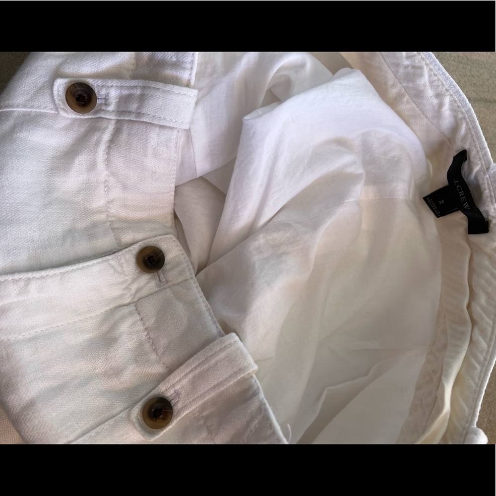 J crew  womens Linen hayden kickout crop pants white size 2 - Picture 8 of 10